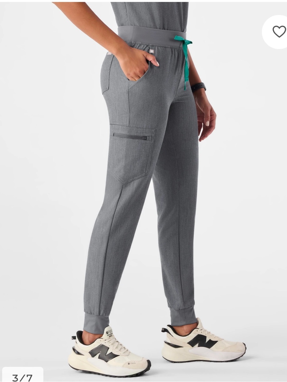Figs Gray Track Joggers with Teal Drawstring